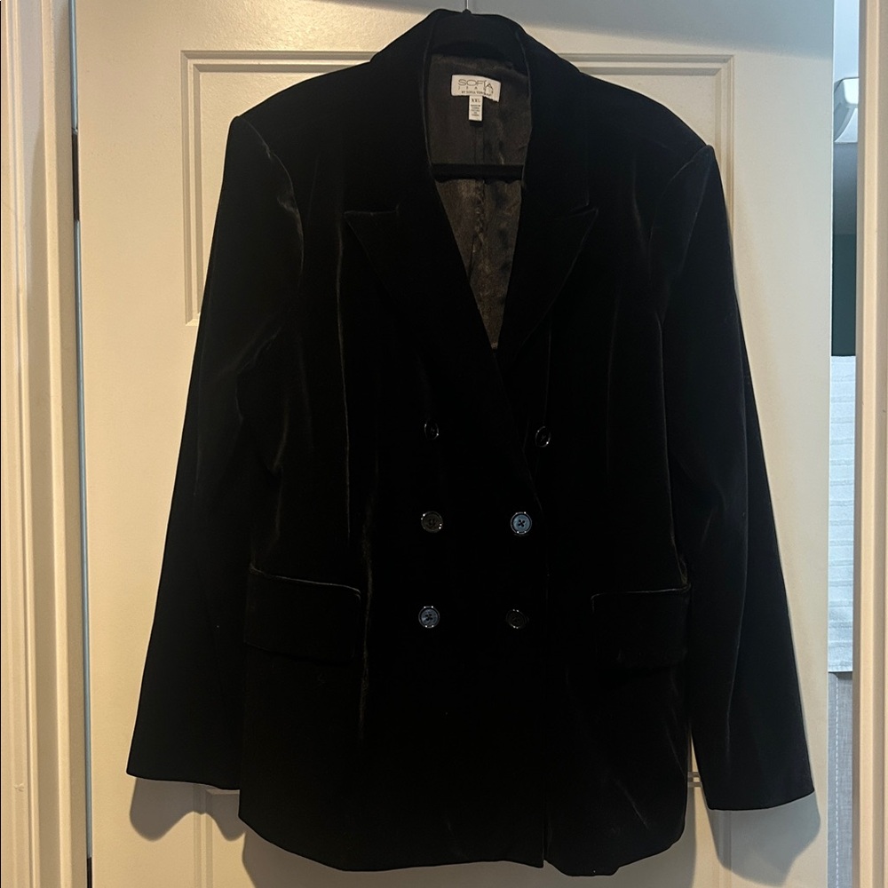 Black Velvet Double-Breasted Blazer